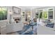 Bright living room featuring a marble fireplace, comfortable sofas, and view of the outdoor scenery at 5390 S Boston St, Greenwood Village, CO 80111
