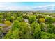 Expansive aerial view showcasing the neighborhood, mature trees, surrounding community, and nearby open space at 9540 E Grand Pl, Greenwood Village, CO 80111