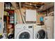 Well-equipped laundry area featuring a washer, dryer, and overhead storage solutions at 12142 Bannock Cir # B, Denver, CO 80234
