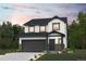 Charming two-story home with a gray garage door, a manicured lawn, and beautiful landscaping at 2161 Flower Blossom Ave, Brighton, CO 80601