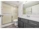 Bathroom with shower/tub combo, gray vanity, and white countertop at 2725 W 86Th Ave # 5, Westminster, CO 80031