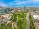 City aerial shot featuring modern buildings, parks, and river views at 2955 Inca St # 2Q, Denver, CO 80202