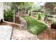 Backyard featuring an artificial turf area, surrounded by wood mulch and rocks, offers a low-maintenance design at 2872 Dreamcatcher Loop, Castle Rock, CO 80109