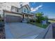 Charming two-story home with a well-manicured lawn and inviting front porch; For Sale sign in the yard at 651 Tiger Lily Way, Highlands Ranch, CO 80126