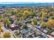 An autumnal neighborhood view with a pool and tree-lined streets shows the charm of suburban living at 2436 W 34Th Ave, Denver, CO 80211