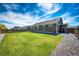 Expansive backyard features a lush lawn, providing ample space for recreation and outdoor activities at 56459 E 23Rd Pl, Strasburg, CO 80136
