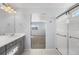 Bathroom with double vanity and walk-in shower at 1018 Mcmurdo Cir, Castle Rock, CO 80108