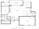 Floor plan showcases a home with a kitchen, living room, bedrooms, and baths at 8696 W Iliff Ave, Lakewood, CO 80227