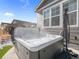 Close-up of the steamy hot tub in a backyard setting, perfect for relaxation and entertainment at 2924 Echo Park Dr, Castle Rock, CO 80104