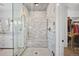 Elegant bathroom featuring a large glass-enclosed shower, marble countertops, and a walk-in closet at 652 S Race St, Denver, CO 80209