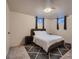 Finished basement bedroom featuring plush carpeting, a large rug and updated windows at 7112 S Platte Canyon Dr, Littleton, CO 80128