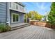 Spacious backyard deck with mature trees and landscaping at 8056 Meadowdale Sq, Niwot, CO 80503