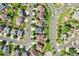 Aerial view of a suburban neighborhood with well-manicured lawns and tree-lined streets, showcasing community layout at 15948 E 106Th Pl, Commerce City, CO 80022