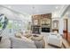 Cozy living room with stone fireplace and bright natural light at 8717 Ridgepoint Dr, Castle Pines, CO 80108