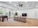 Spacious living room featuring neutral decor, recessed lighting, ceiling fan, and a foosball table at 8717 Ridgepoint Dr, Castle Pines, CO 80108