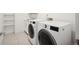 Bright laundry room featuring new washer and dryer, ample counter space, and built in storage at 2377 S Humboldt St, Denver, CO 80210
