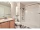 Well-maintained bathroom featuring a single sink vanity and a shower-tub combination at 5255 Memphis St # 224, Denver, CO 80239