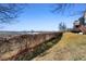 Spacious backyard with lake view, grassy area, and chain-link fence at 17467 E Rice Cir # C, Aurora, CO 80015