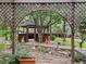 Relaxing backyard gazebo sitting among the mature trees and professionally landscaped yard at 1025 S Butler Way, Lakewood, CO 80226