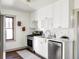 Modern kitchen with white cabinets and stainless steel appliances at 4659 Wyandot St, Denver, CO 80211