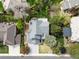 Aerial view of a well-maintained property with a manicured lawn, mature trees, and a neatly designed landscape at 1792 W Kettle Ave, Littleton, CO 80120