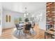 Dining room featuring a round table, modern decor, and an adjacent kitchen at 2180 Myrtlewood Ln, Lakewood, CO 80215