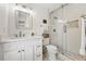 Clean, renovated bathroom with a glass-enclosed shower and stylish fixtures at 290 Skyhill Dr, Evergreen, CO 80439