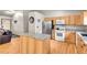 Kitchen featuring stainless steel refrigerator and a functional kitchen island at 30400 Hilltop Dr, Evergreen, CO 80439