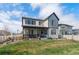 Two-story home showcasing a well-manicured lawn and a covered patio area for outdoor enjoyment at 6454 Leathers Ln, Parker, CO 80134