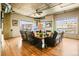Living room with hardwood floors, leather sofas and city views at 1499 Blake St # 4O, Denver, CO 80202