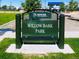 Willow Bark Park sign at the entrance of the community park in Denver at 7932 E 49Th Pl, Denver, CO 80238