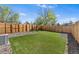 Green backyard with artificial turf, privacy fence, and decorative stone landscaping at 3251 N Adams St, Denver, CO 80205