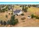 A lush aerial view of a well-maintained property featuring a spacious yard and mature trees at 3639 Pine Meadow Ave, Parker, CO 80138