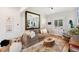 Comfortable living area with a large mirror, plush sofa, and stylish coffee table at 4467 King St, Denver, CO 80211
