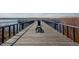Picturesque pier on a lake, perfect for relaxing or enjoying the scenic views with benches and metal railings at 747 Mockingbird St, Brighton, CO 80601