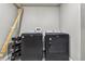 Well-equipped laundry room with sleek, modern, dark-colored washer and dryer units for convenient laundry care at 12919 W Burgundy Dr, Littleton, CO 80127