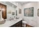 Stylish bathroom with a marble vanity and white subway tile at 15102 Prairie Pl, Broomfield, CO 80023