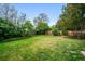 Lush backyard with a pristine lawn, mature trees, and a well-kept wooden perimeter fence at 8020 W 46Th Cir, Wheat Ridge, CO 80033
