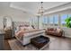Bright and airy main bedroom with hardwood floors, ceiling fan, sitting area and shuttered windows at 3929 Spanish Oaks Trl, Castle Rock, CO 80108