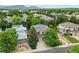 Scenic aerial view of a beautiful home surrounded by lush greenery and neighborhood at 505 Orchard Dr, Louisville, CO 80027