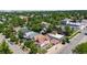 An aerial view showcasing a charming neighborhood with tree-lined streets and a mix of architectural styles at 3106 N Franklin St, Denver, CO 80205