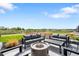 Enjoy the outdoor patio with modern seating and fire pit overlooking the backyard and lush landscaping at 15640 Spruce St, Thornton, CO 80602