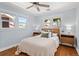 Cozy bedroom with wood floors, ample natural light, and comfortable furnishings at 3332 N Vine St, Denver, CO 80205