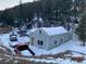 Exterior view of a cozy home surrounded by trees and snow at 1805 Hidden Valley Rd, Sedalia, CO 80135