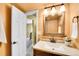 Well-lit bathroom with vanity, mirror, and doorway to an adjacent room at 3014 E Fremont Dr, Centennial, CO 80122