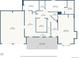 Basement floor plan featuring a garage, room, kitchen, laundry, living room, and covered patio at 5979 Willow Springs Dr, Morrison, CO 80465