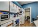 Efficient kitchen featuring white cabinetry and modern appliances including oven and refrigerator at 19049 E Warren Dr # 105, Aurora, CO 80013