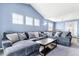 Bright living room with vaulted ceilings, ample natural light, and a comfortable gray sectional sofa at 9311 Amison Cir # 201, Parker, CO 80134