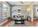 Cozy living room featuring hardwood floors, updated paint, and abundant natural light at 3946 Perry St, Denver, CO 80212