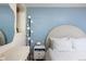 Bedroom with light blue walls and a comfortable bed at 1415 E 16Th Ave # 1/2, Denver, CO 80218